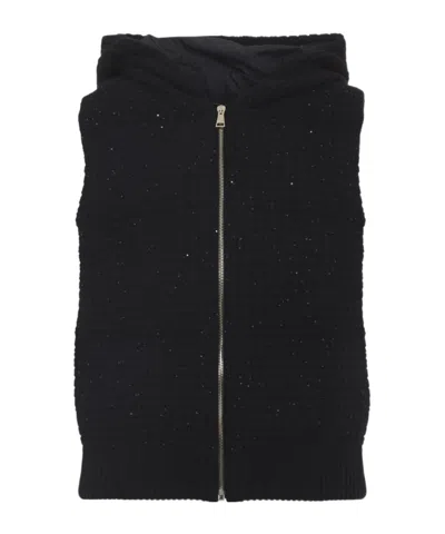 Fabiana Filippi Platinum Vest With Sequins In Black
