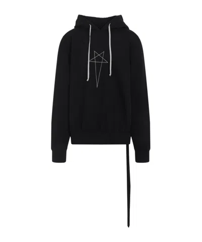Rick Owens Drkshdw Graphic Print Oversized Hoodie Drawstring In Black