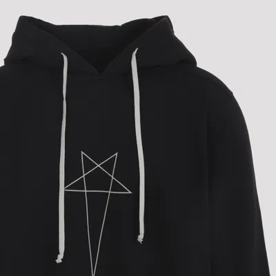 Rick Owens Drkshdw Graphic Print Oversized Hoodie Drawstring In Black