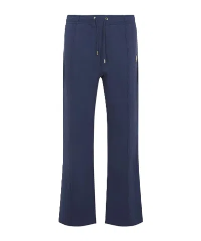 Casablanca Relaxed Fit Cotton Trousers With Drawstring Waistband In Blue