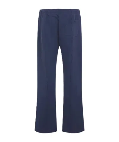 Casablanca Relaxed Fit Cotton Trousers With Drawstring Waistband In Blue