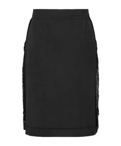 Maison Margiela Midi Skirt Woman Carbon Melange And Black In Black