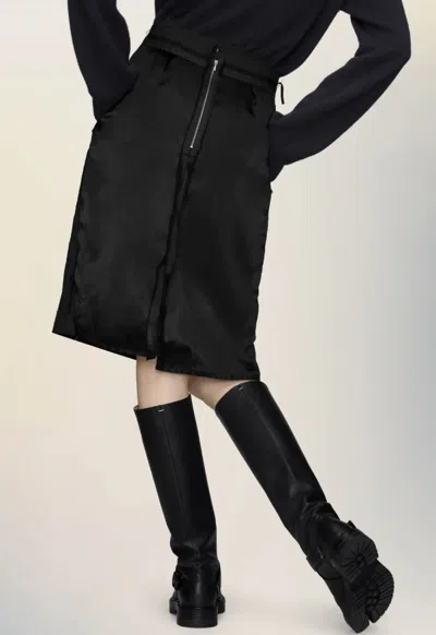 Maison Margiela Midi Skirt Woman Carbon Melange And Black In Black