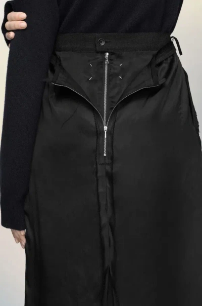 Maison Margiela Midi Skirt Woman Carbon Melange And Black In Black