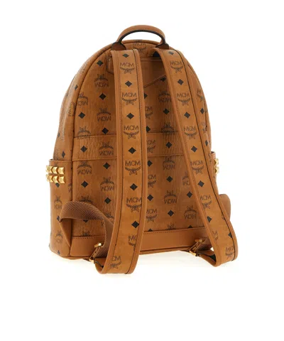 Mcm Small Medium Backpack With Front Pocket And Straps In Brown