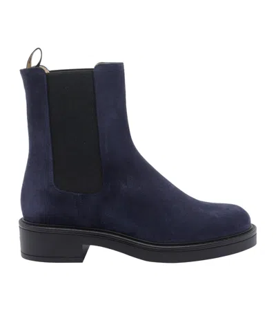 Stuart Weitzman Suede Ankle Boots Featuring Block Heel In Blue