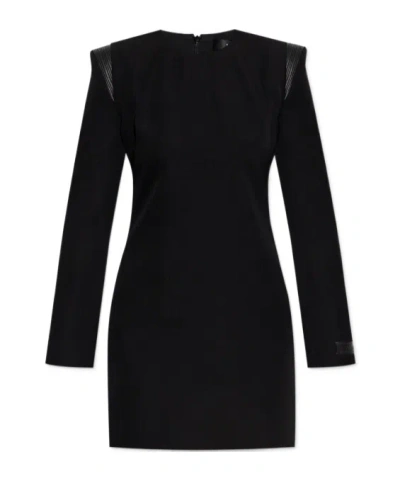 Versace Wool Mini Dress In Black