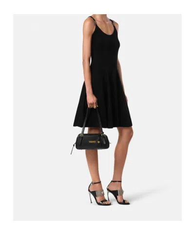 Versace Embellished Scoop-neck Mini Dress In Black