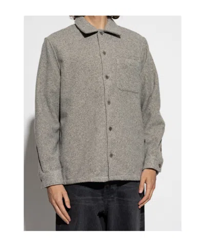 Samsoe & Samsoe Button-down Long-sleeved Shirt In Gray
