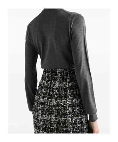 Dolce & Gabbana Turtleneck Knit Pullover Long Sleeve Style In Gray