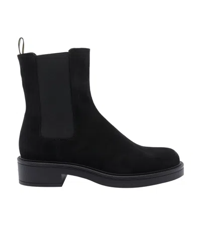 Stuart Weitzman Suede Ankle Boots Block Heel In Black