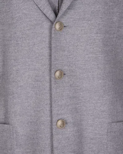 Eleventy Single-breasted Wool Jacket With Ribbed Detailing In Gray