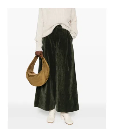 Uma Wang Pleated Velvet Trousers In Black