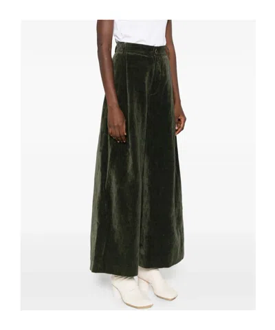 Uma Wang Pleated Velvet Trousers In Black