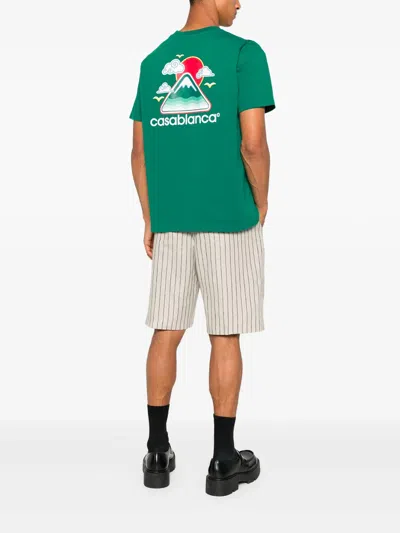 Casablanca Montagne Ondulee Crewneck T-shirt In Green