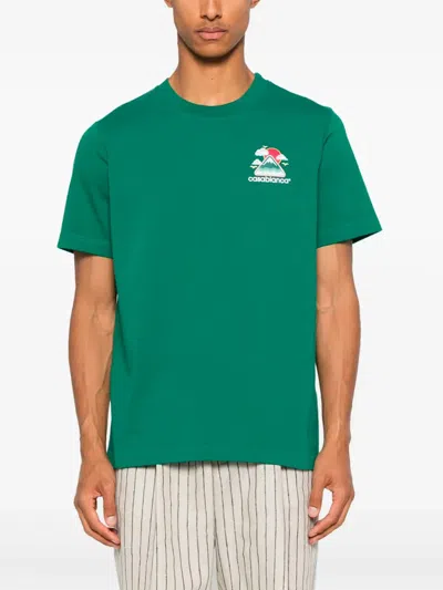 Casablanca Montagne Ondulee Crewneck T-shirt In Green