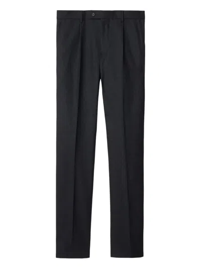Burberry Wool Flannel Tailored Trousers In Black