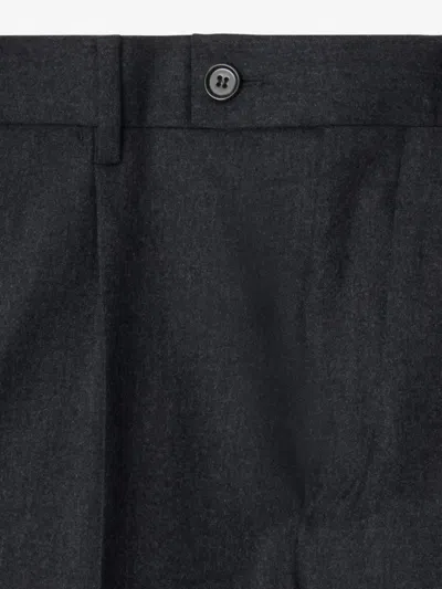 Burberry Wool Flannel Tailored Trousers In Black