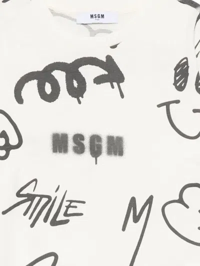Msgm T-shirt Mit Graffiti-print In White