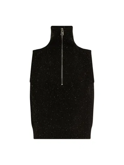 Varley Hally Half-zip Knit Vest In Black