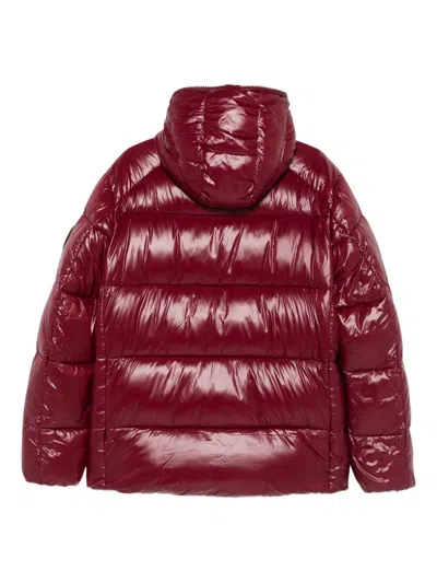 Save The Duck Padded Burgundy Jacket With Horizontal Quilting In Red