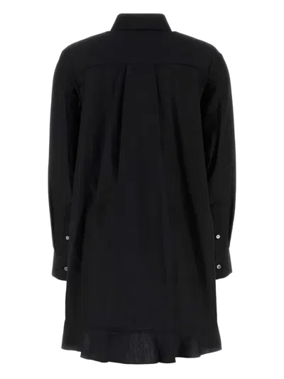 Sacai Shirt Dress Poplin Chest Pocket In Black