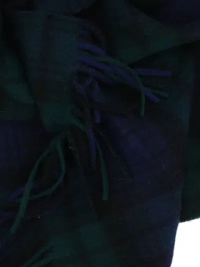 Bless Check-pattern Wool Scarf In Blue