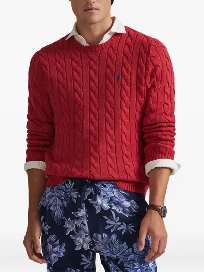 Polo Ralph Lauren Cable-knit Cotton Sweater In Red