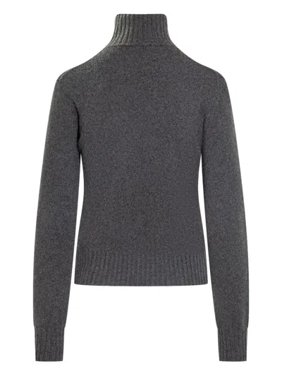 Ami Alexandre Mattiussi Fine Knit Cashmere Sweater With Classic Crew Neckline In Gray