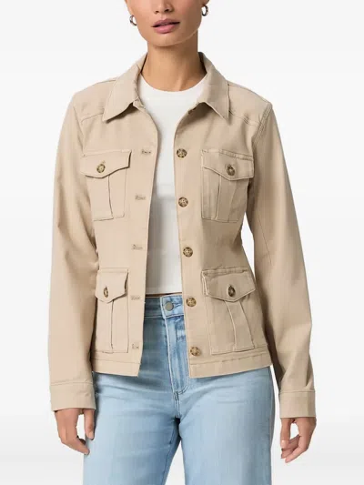 Paige Button-fastening Flap-pocket Jacket In Brown