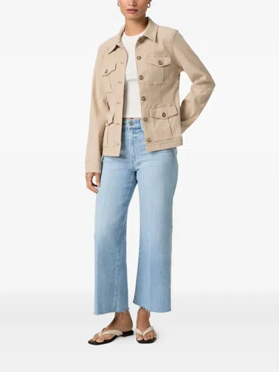 Paige Button-fastening Flap-pocket Jacket In Brown