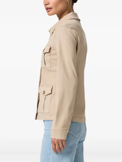 Paige Button-fastening Flap-pocket Jacket In Brown