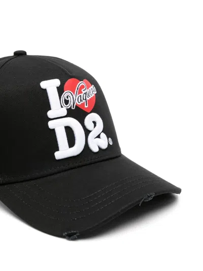 Dsquared2 Distressed Logo-detail Baseball Cap In Black