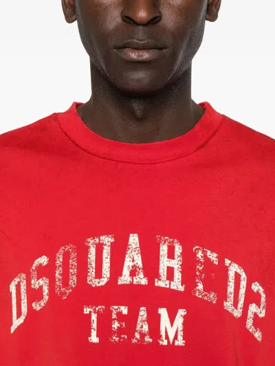 Dsquared2 Crew Neck T-shirt With Print In Red