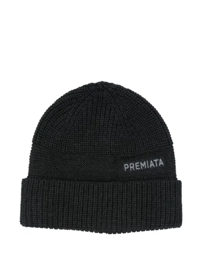 Premiata Dark Grey Logo Beanie Hat In Black