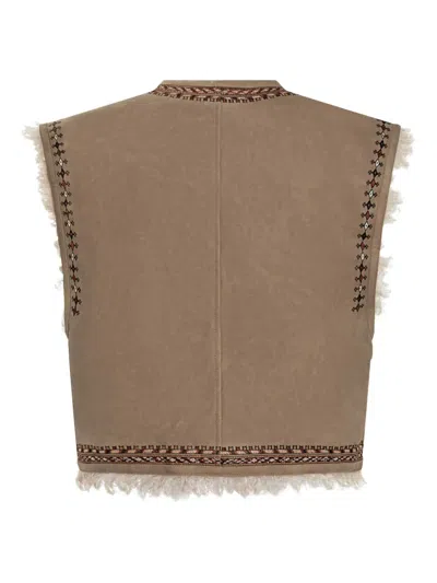 Isabel Marant Étoile Clemencia Suede Short Vest With Shearling Lining Clothing In Neutral