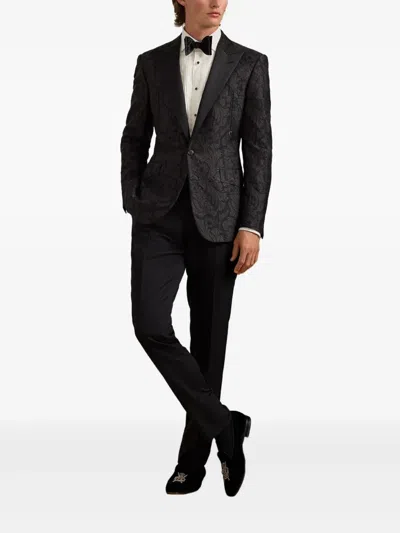 Ralph Lauren Mulberry Silk-cotton Paisley Gregory Blazer In Black