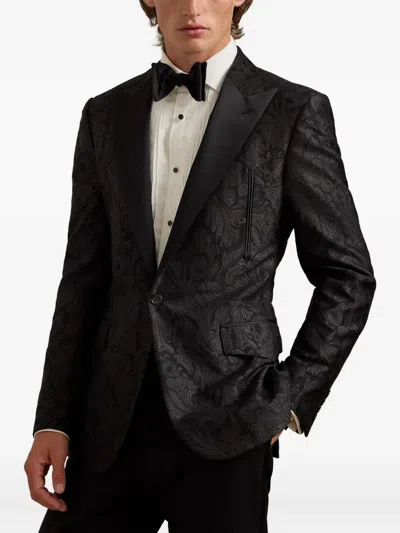 Ralph Lauren Mulberry Silk-cotton Paisley Gregory Blazer In Black