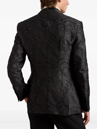 Ralph Lauren Mulberry Silk-cotton Paisley Gregory Blazer In Black