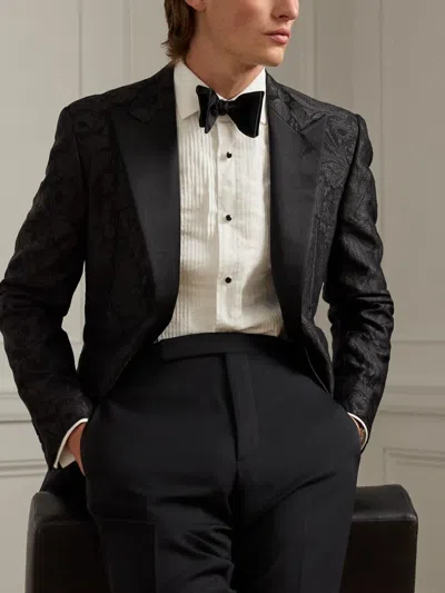 Ralph Lauren Mulberry Silk-cotton Paisley Gregory Blazer In Black