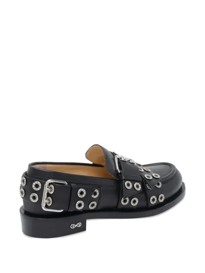 Mach&mach Mach & Mach Women Buckle Belt Vintage Loafers In Black