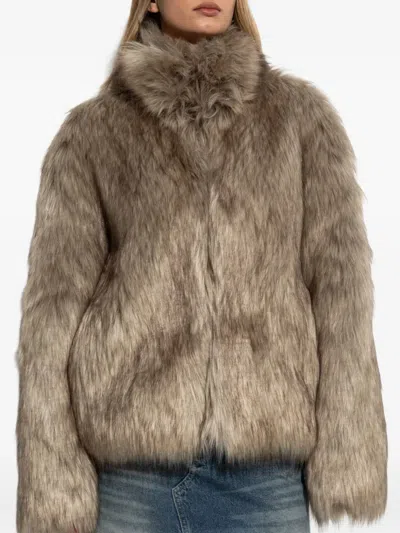 Misbhv Faux-fur Jacket In Neutral