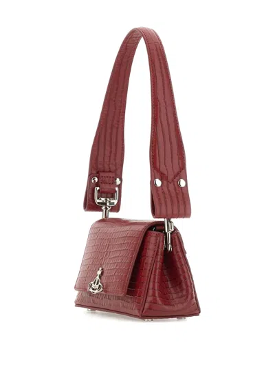 Vivienne Westwood Hazel Medium Red Embossed Croc Shoulder Bag In Red
