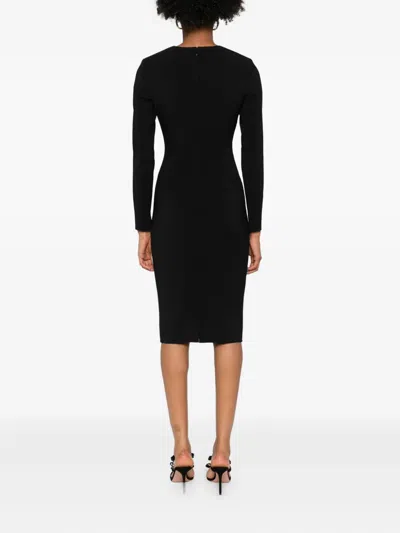 Elisabetta Franchi Light Crepe Dress With Black Jewel Chain In Black