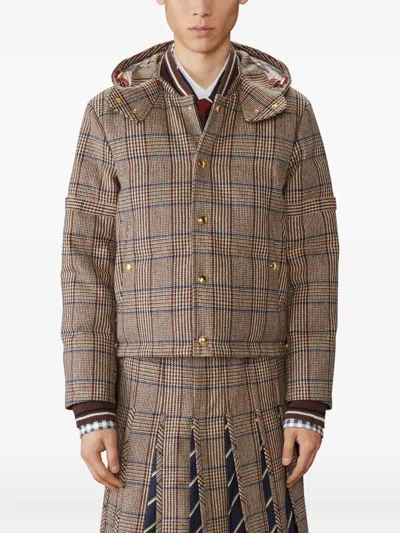 Thom Browne Checked Down Jacket In Brown