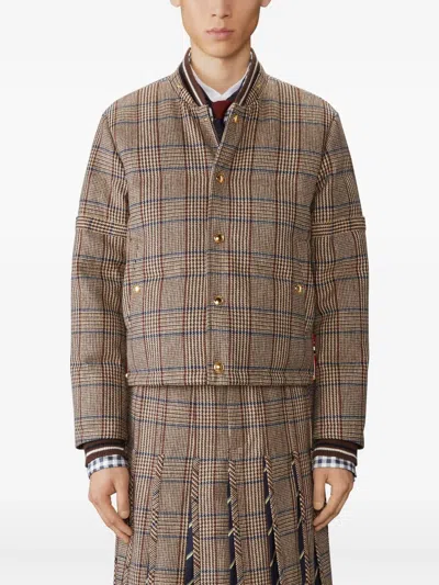 Thom Browne Checked Down Jacket In Brown