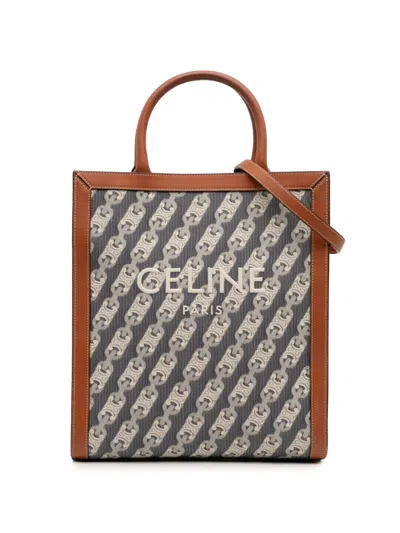 Pre-owned Celine 2020 Small Triomphe Canvas Maillon Vertical Cabas Satchel In Blue