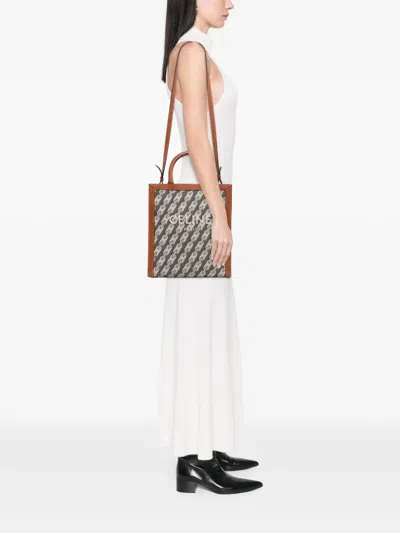 Pre-owned Celine 2020 Small Triomphe Canvas Maillon Vertical Cabas Satchel In Blue