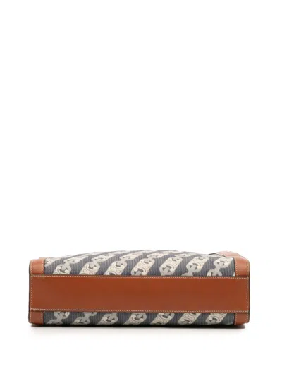 Pre-owned Celine 2020 Small Triomphe Canvas Maillon Vertical Cabas Satchel In Blue