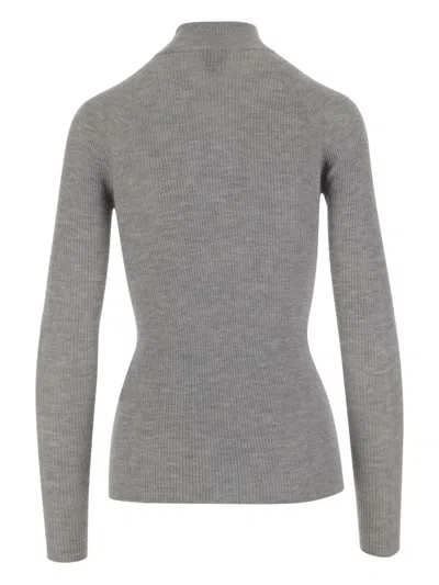 Sa Su Phi Long Sleeve Mock Neck Knitwear Top In Gray